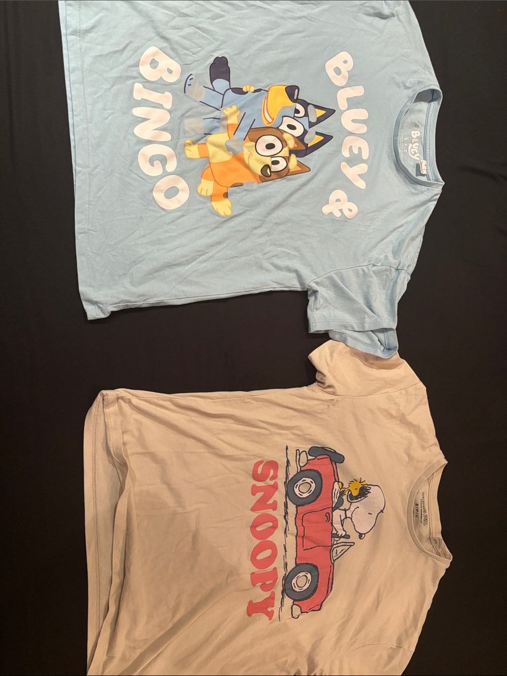 Girls - kids - small - t-shirts - bluey - snoopy